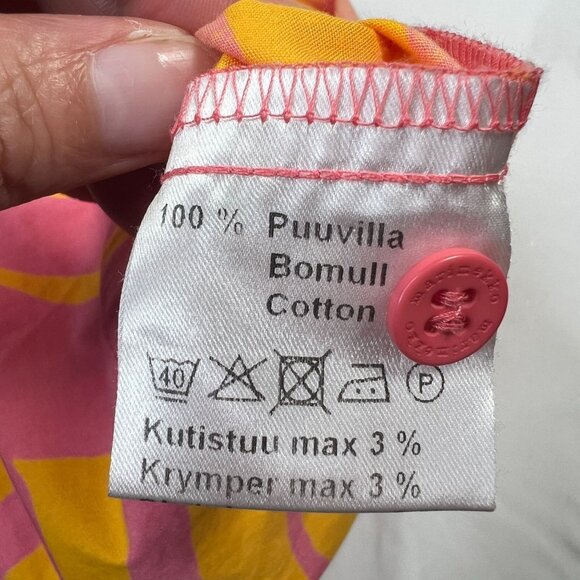 Vintage Marimekko Mika Piirainen Tunic Dress Pink Orange Swirl Print 36 US 6 - Picture 11 of 14